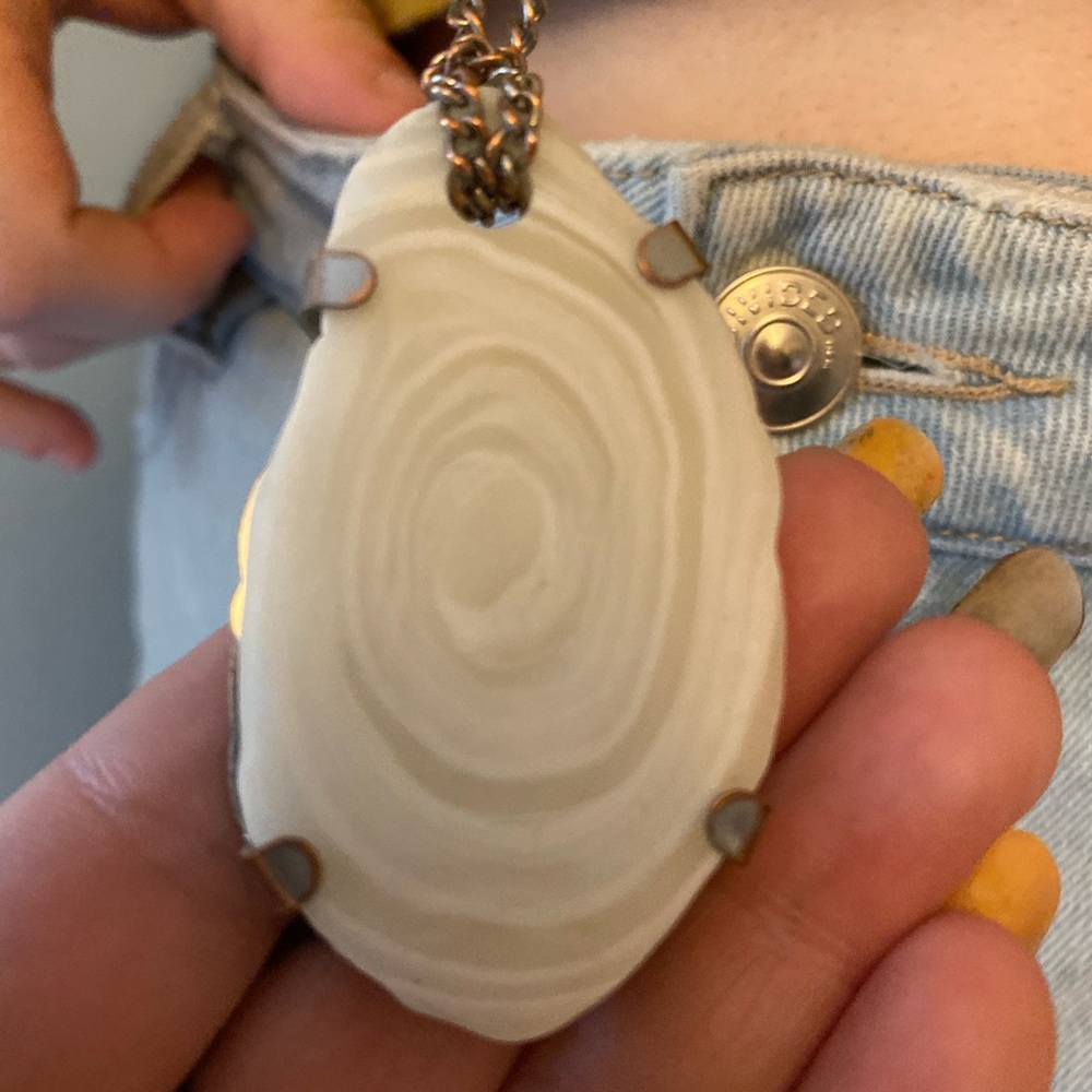 Agate slice long necklace